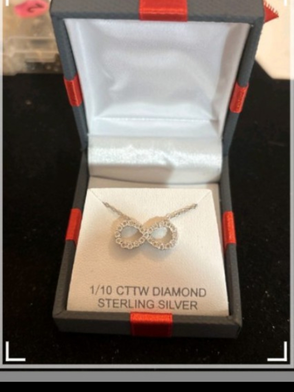 Sterling Silver Infinity Necklace with Diamonds - Silver